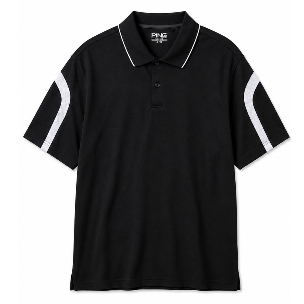 Ping Mens Performance Golf Polo Shirt XL Black White Mesh Athleisure Sportcore